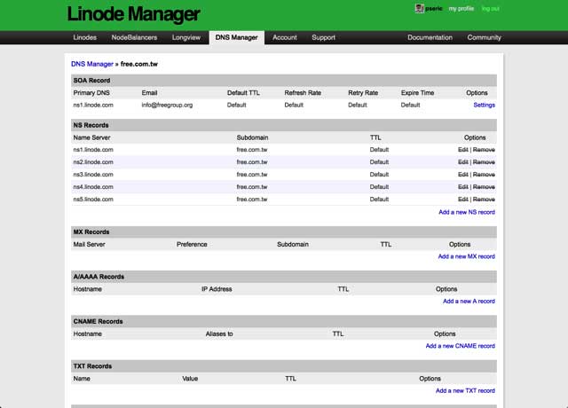 Linode �ṩ���M DNS ���ܷ������]�Լ���ʹ��