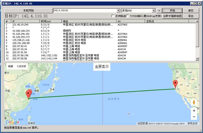 天下數(shù)據(jù)美國服務(wù)器路由追蹤和線路